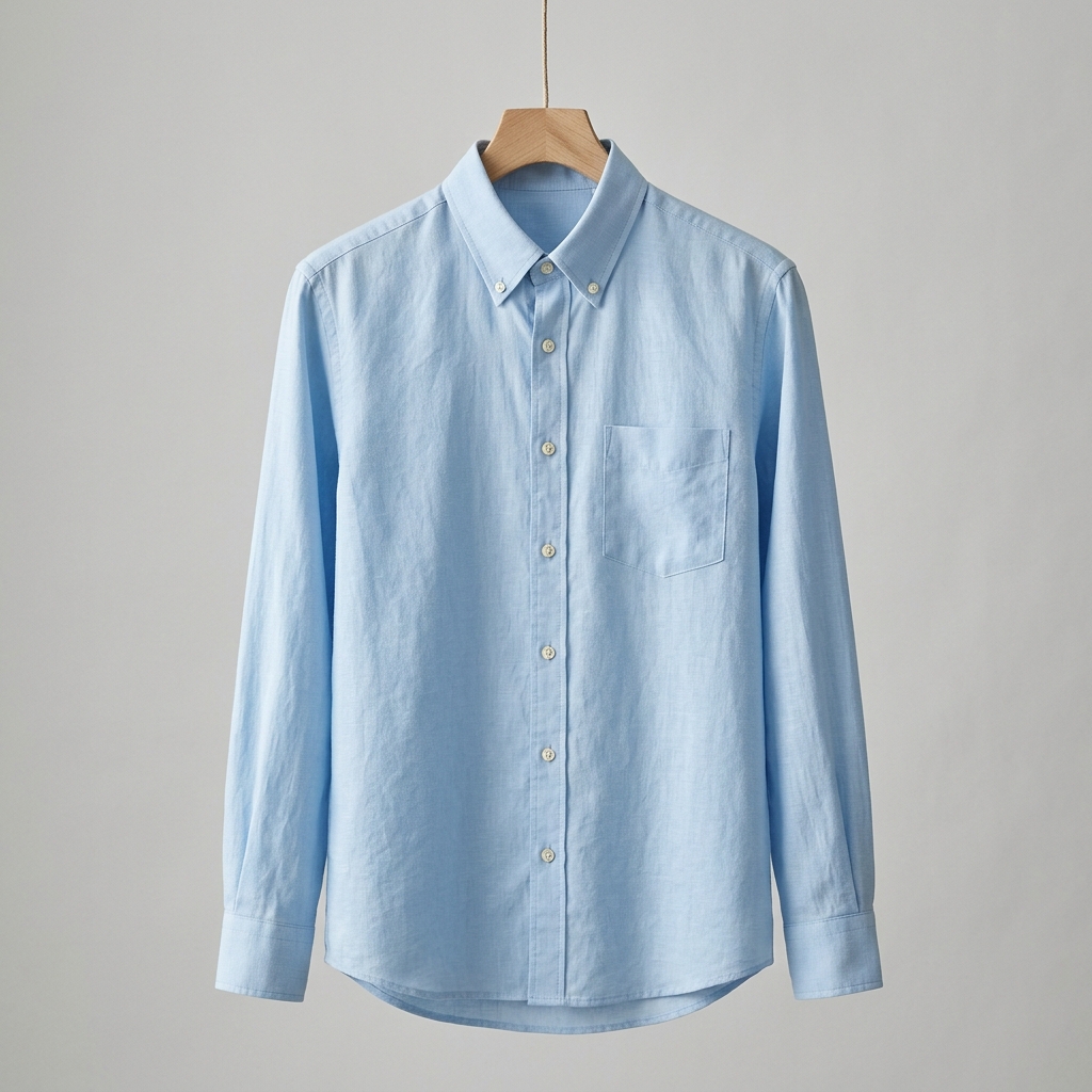 Sky Blue Pure Linen Button-Down Shirt