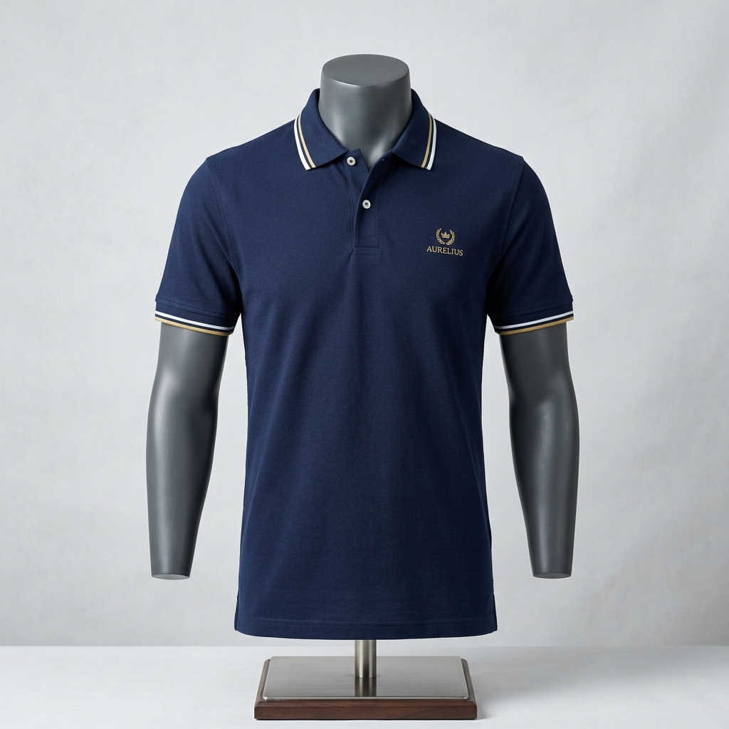 Signature Navy Pique Cotton Polo Shirt