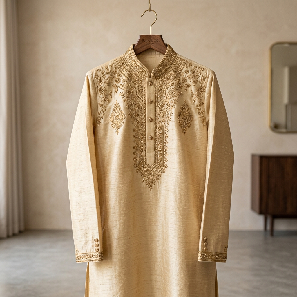 Royal Embroidered Silk Blend Panjabi